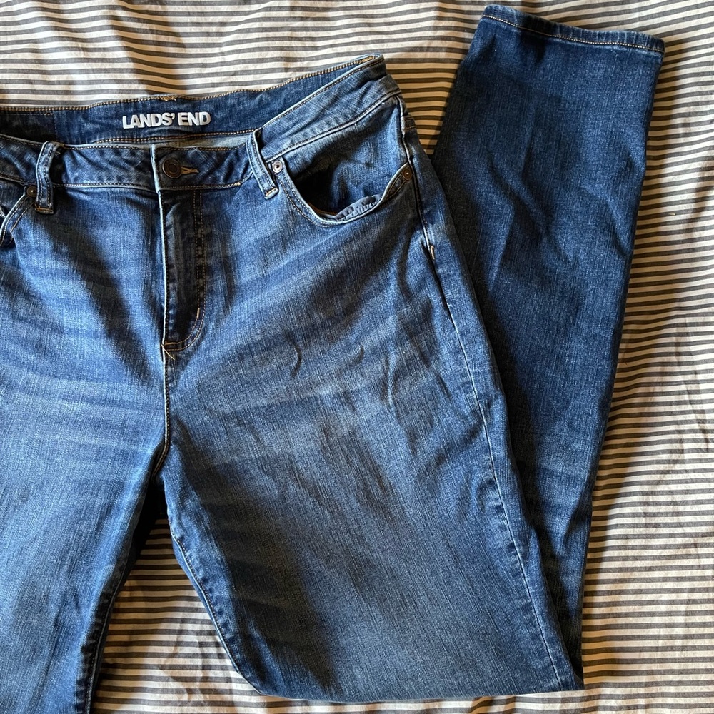 Lands End stretchy mid rise skinny jeans